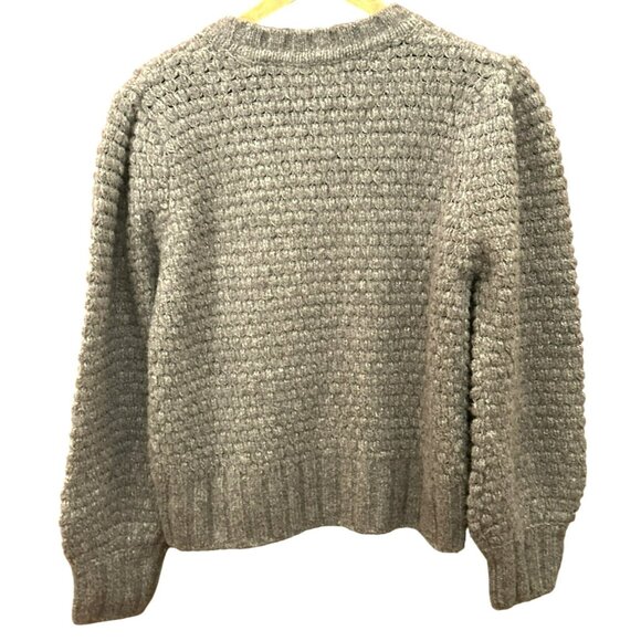 Vineyard Vines Wool Alpaca Blend Gray Popcorn Sweater Size Large Puff Sleeve - Picture 4 of 5